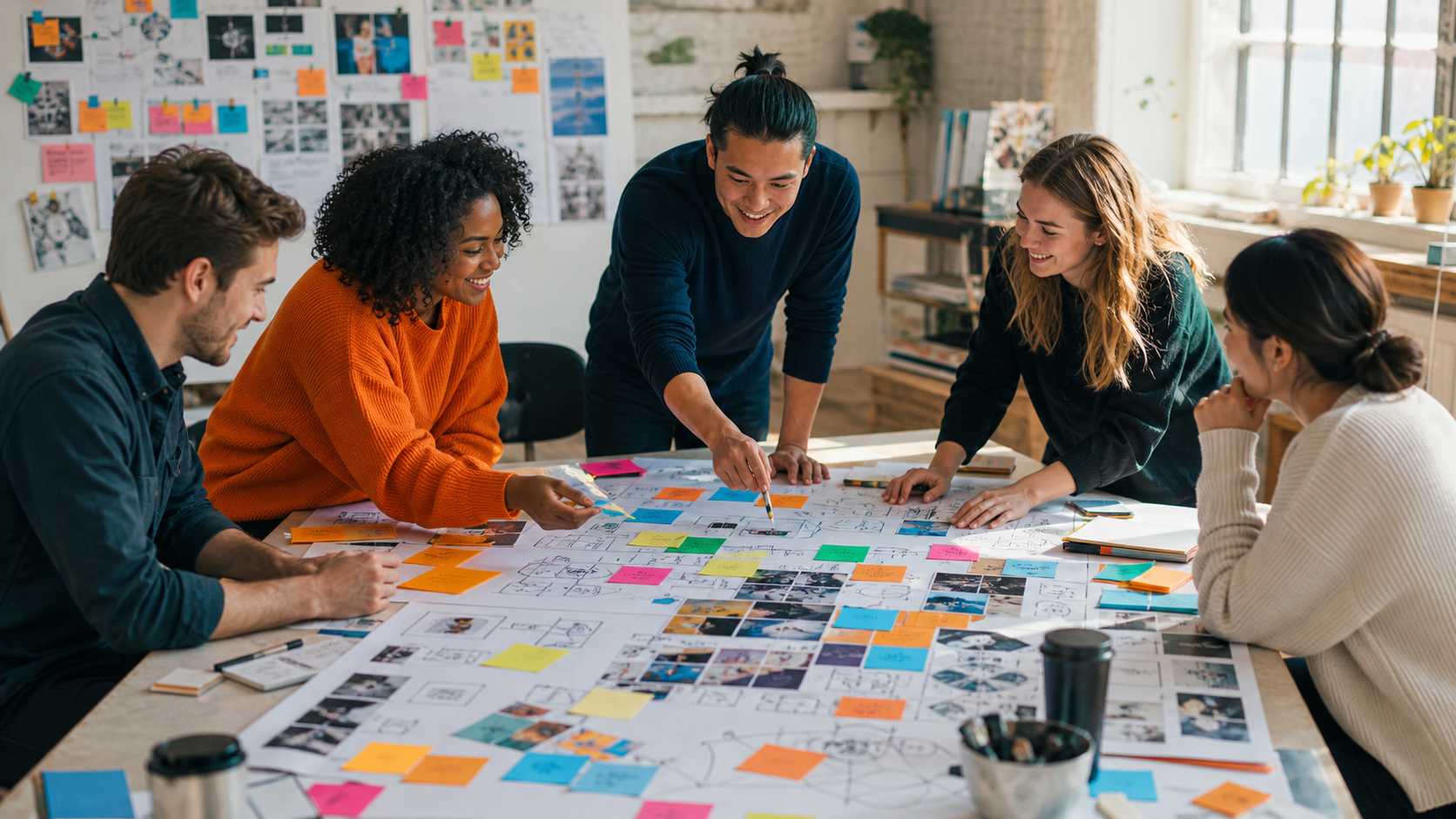 Students developing and connecting ideas through visual brainstorming
